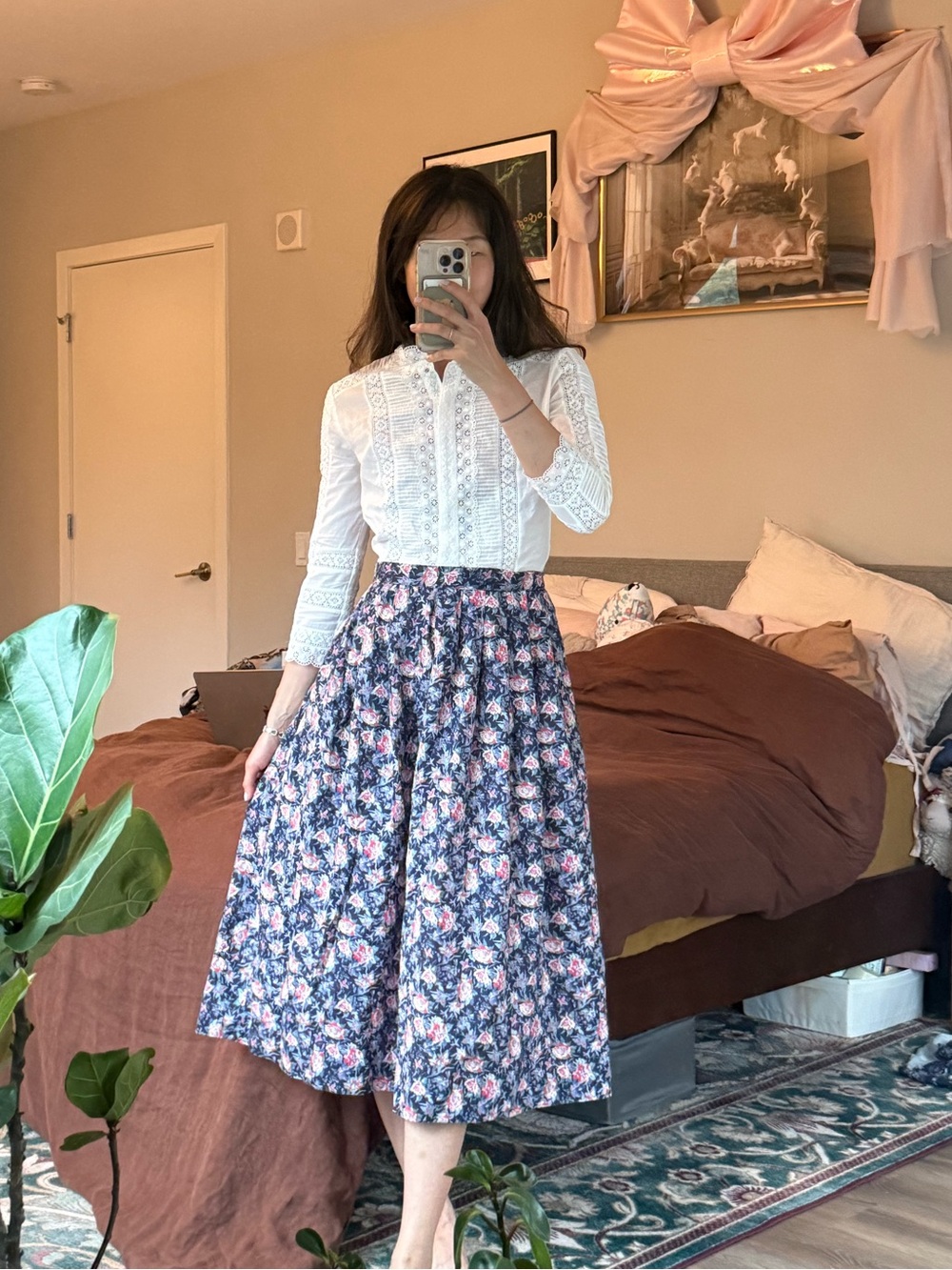 Vintage laura ashley floral cotton skirt